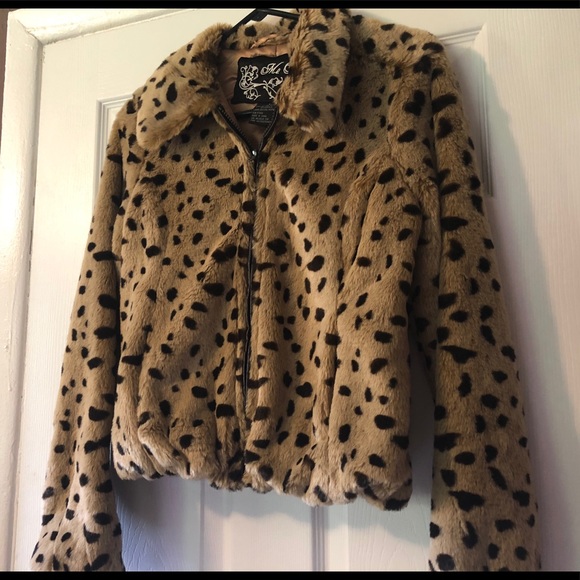 Rockabilly Pinup Leopard faux fur coat - Picture 1 of 4